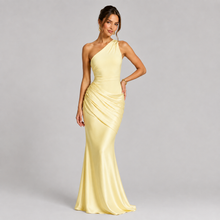 Montarello Women's Draped Waist Satin-Look Maxi Wedding Guest Dress