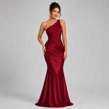 Montarello Women's Draped Waist Satin-Look Maxi Wedding Guest Dress