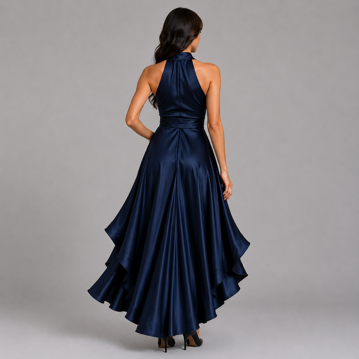Montarello Women's Evening Maxi Dress Satin-Look Halter