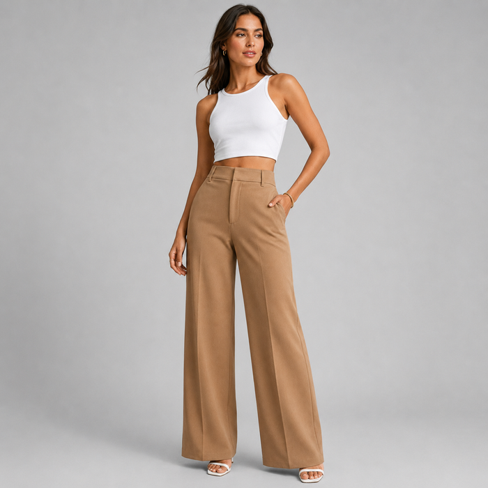 Montarello Women's Wide Leg Trousers High Waist Pleated