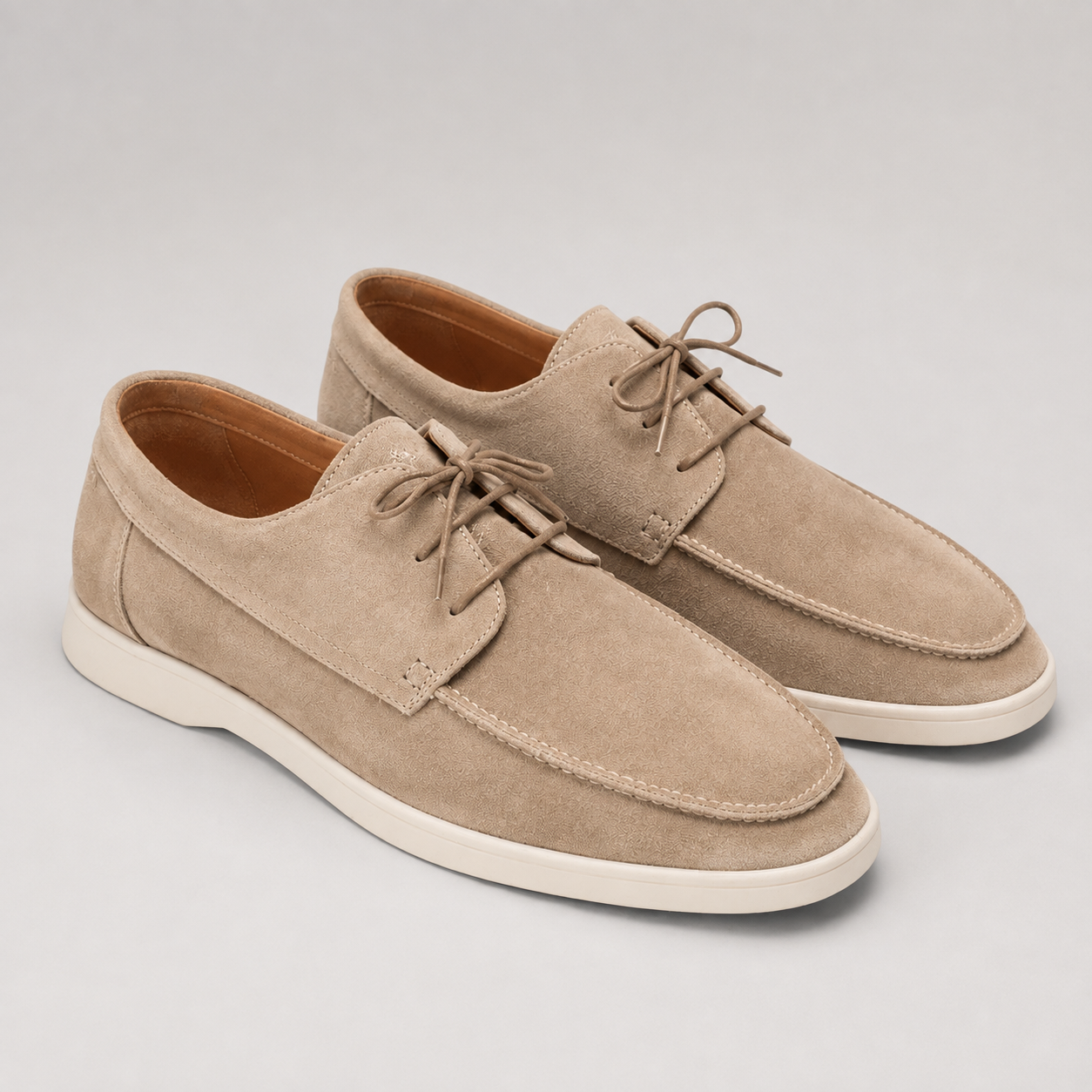 Montarello Men's Moccasin Shoes Suede-Look Lace-Up
