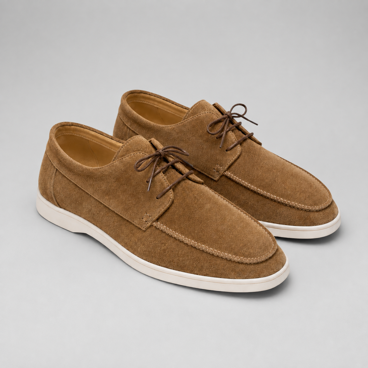 Montarello Men's Moccasin Shoes Suede-Look Lace-Up