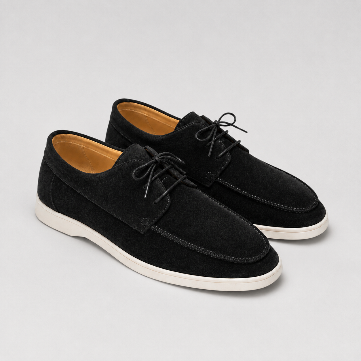 Montarello Men's Moccasin Shoes Suede-Look Lace-Up