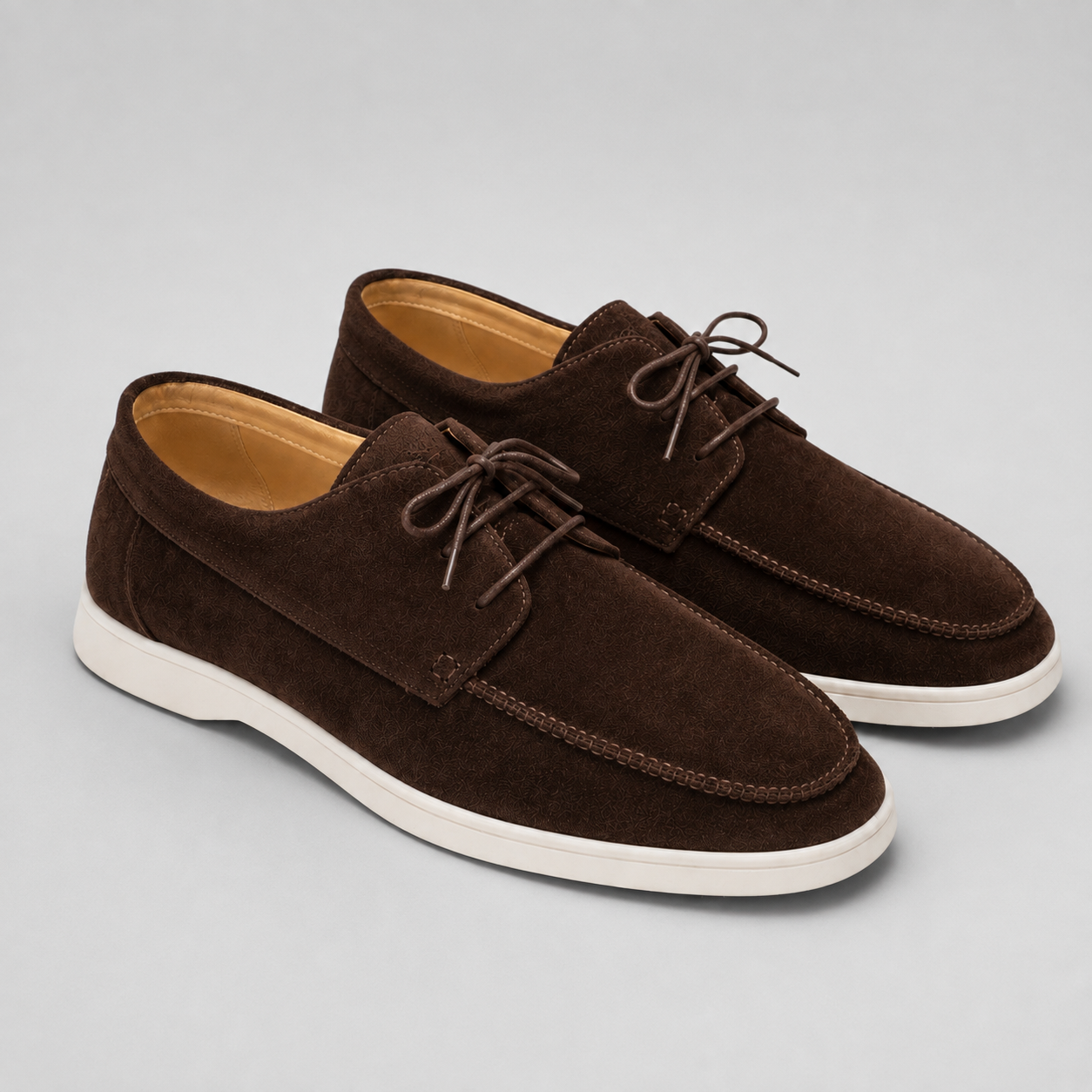 Montarello Men's Moccasin Shoes Suede-Look Lace-Up