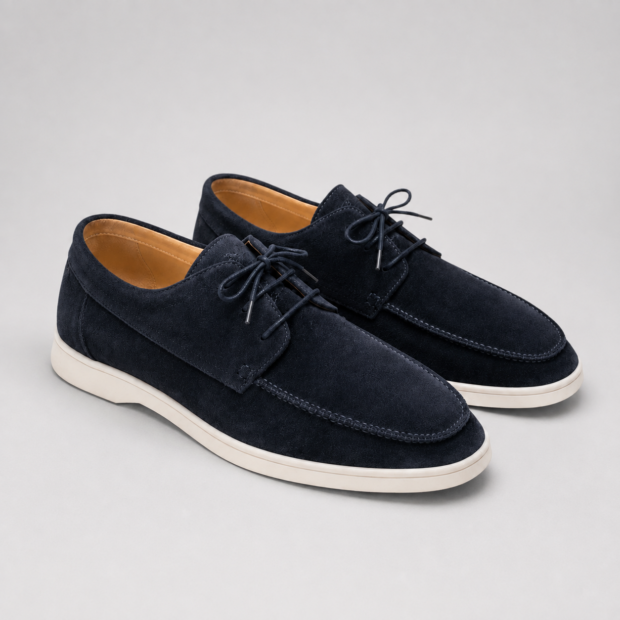 Montarello Men's Moccasin Shoes Suede-Look Lace-Up