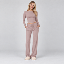 Montarello Women's Loungewear Set Ribbed Long Sleeve Drawstring Two Piece