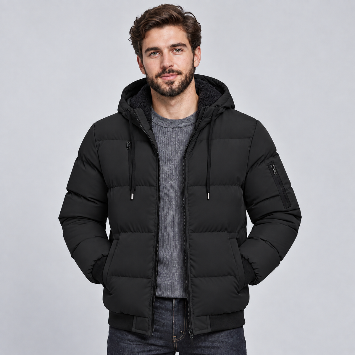 Montarello Men's Puffer Jacket Hooded Padded Quilted Winter Coat