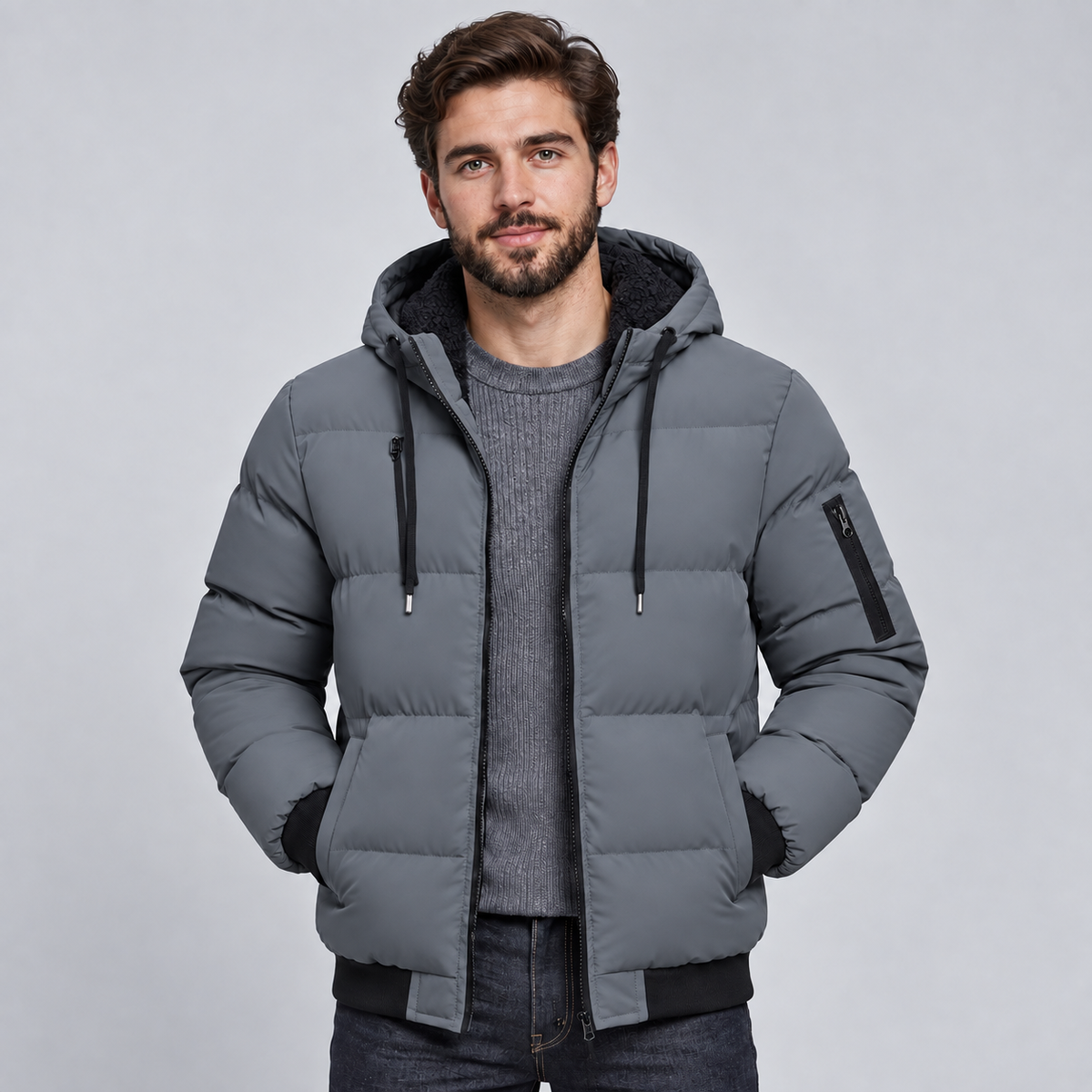 Montarello Men's Puffer Jacket Hooded Padded Quilted Winter Coat