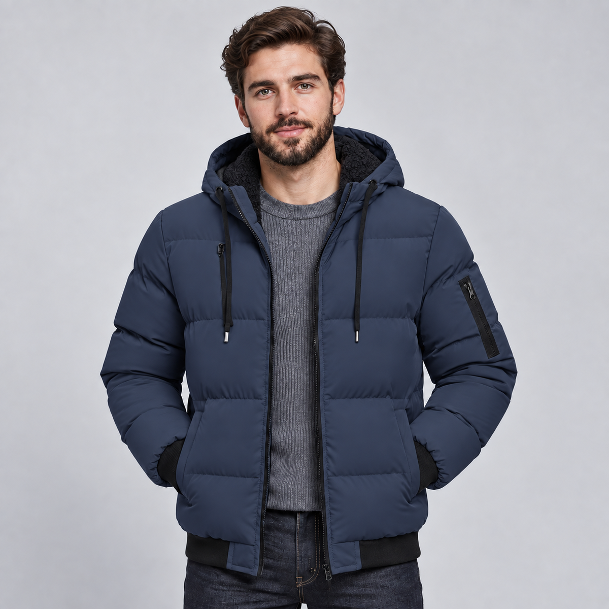 Montarello Men's Puffer Jacket Hooded Padded Quilted Winter Coat