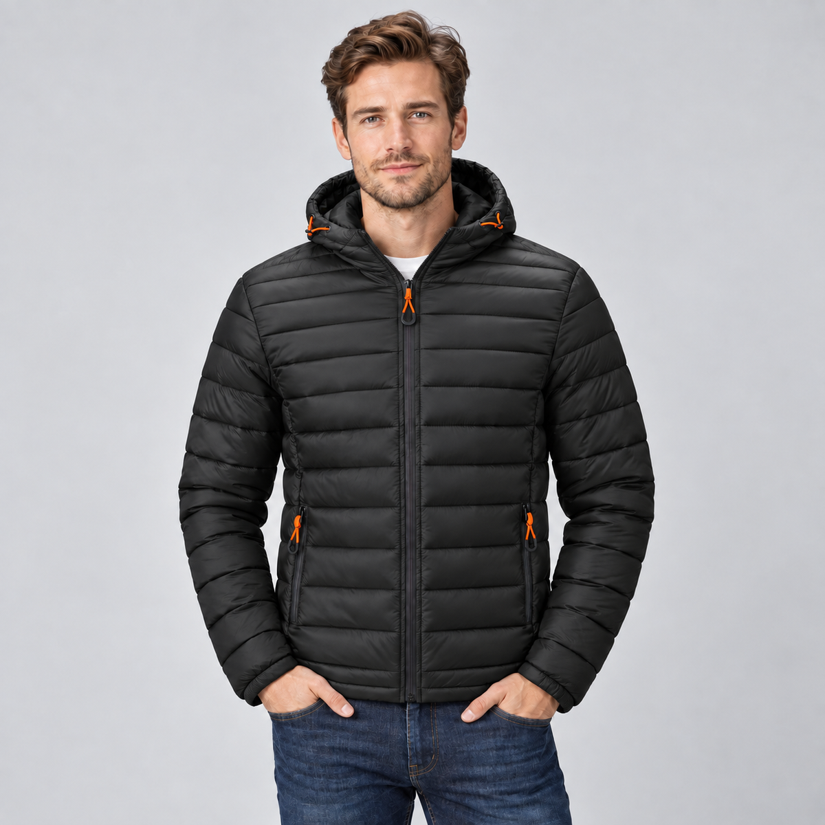 Montarello Men's Puffer Jacket Hooded Lightweight Quilted Winter Coat