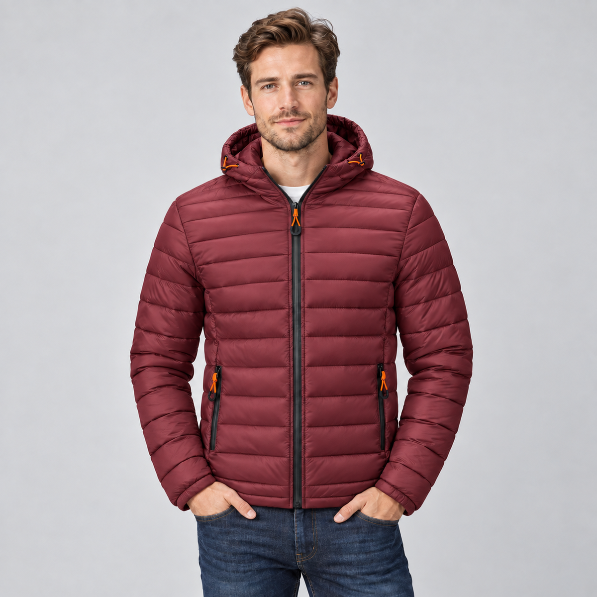 Montarello Men's Puffer Jacket Hooded Lightweight Quilted Winter Coat