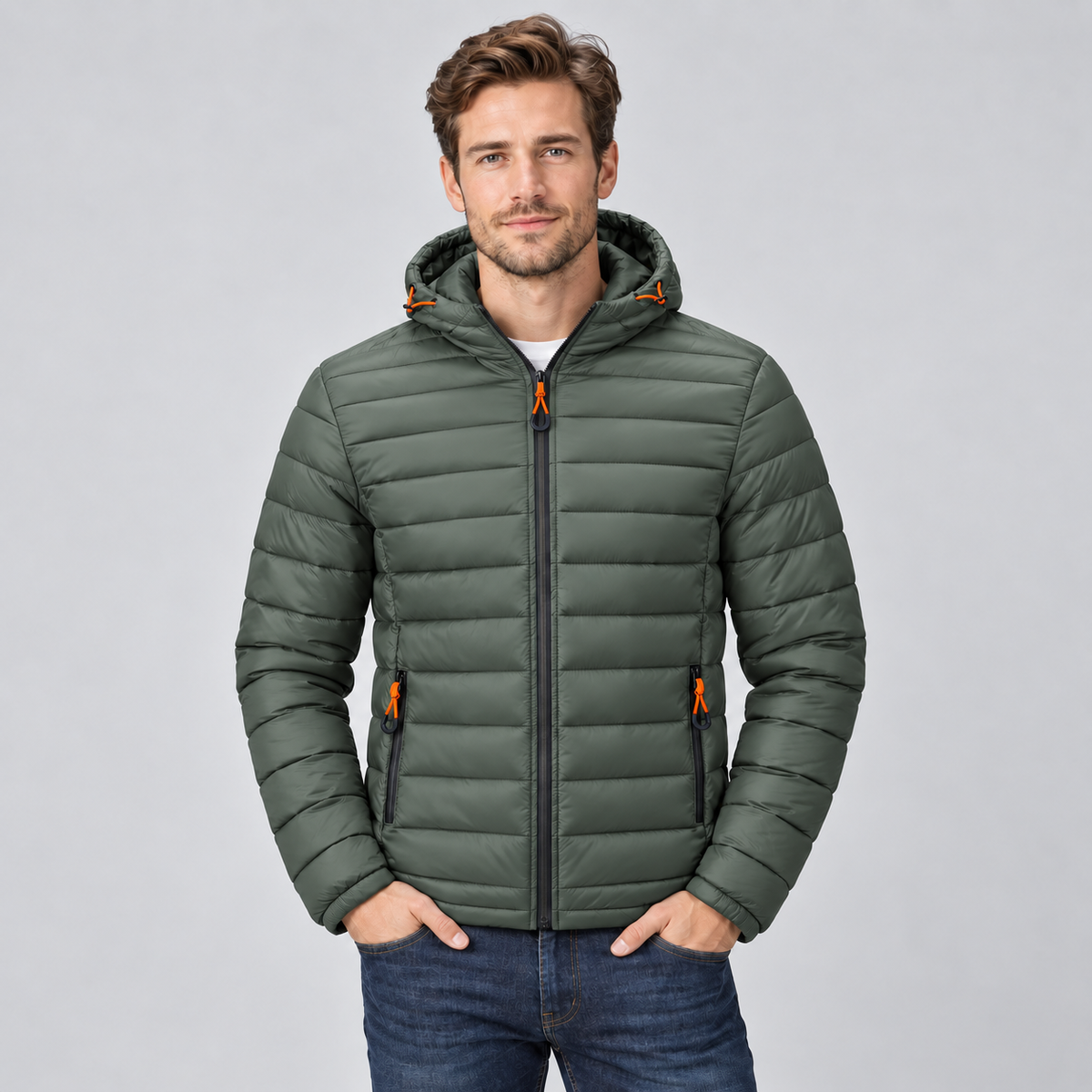 Montarello Men's Puffer Jacket Hooded Lightweight Quilted Winter Coat