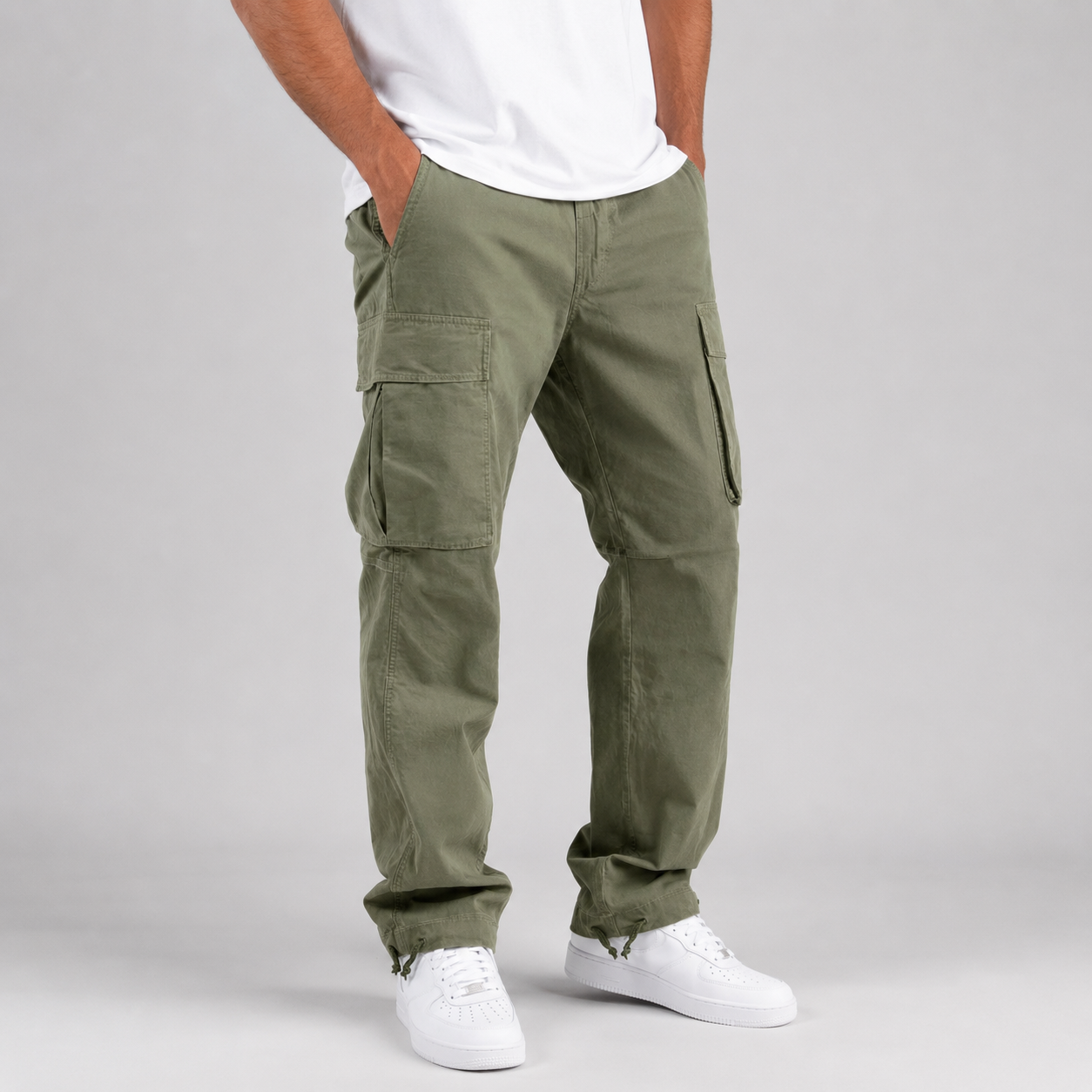Montarello Men's Cargo Trousers with Drawstring Waist