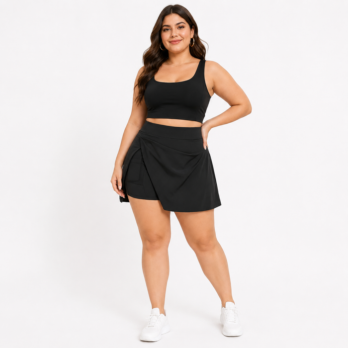 Montarello Women's High-Waisted Pleated Pocket Swim Skirt