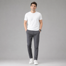Montarello Men's Slim Fit Stretch Trousers with Straight Leg