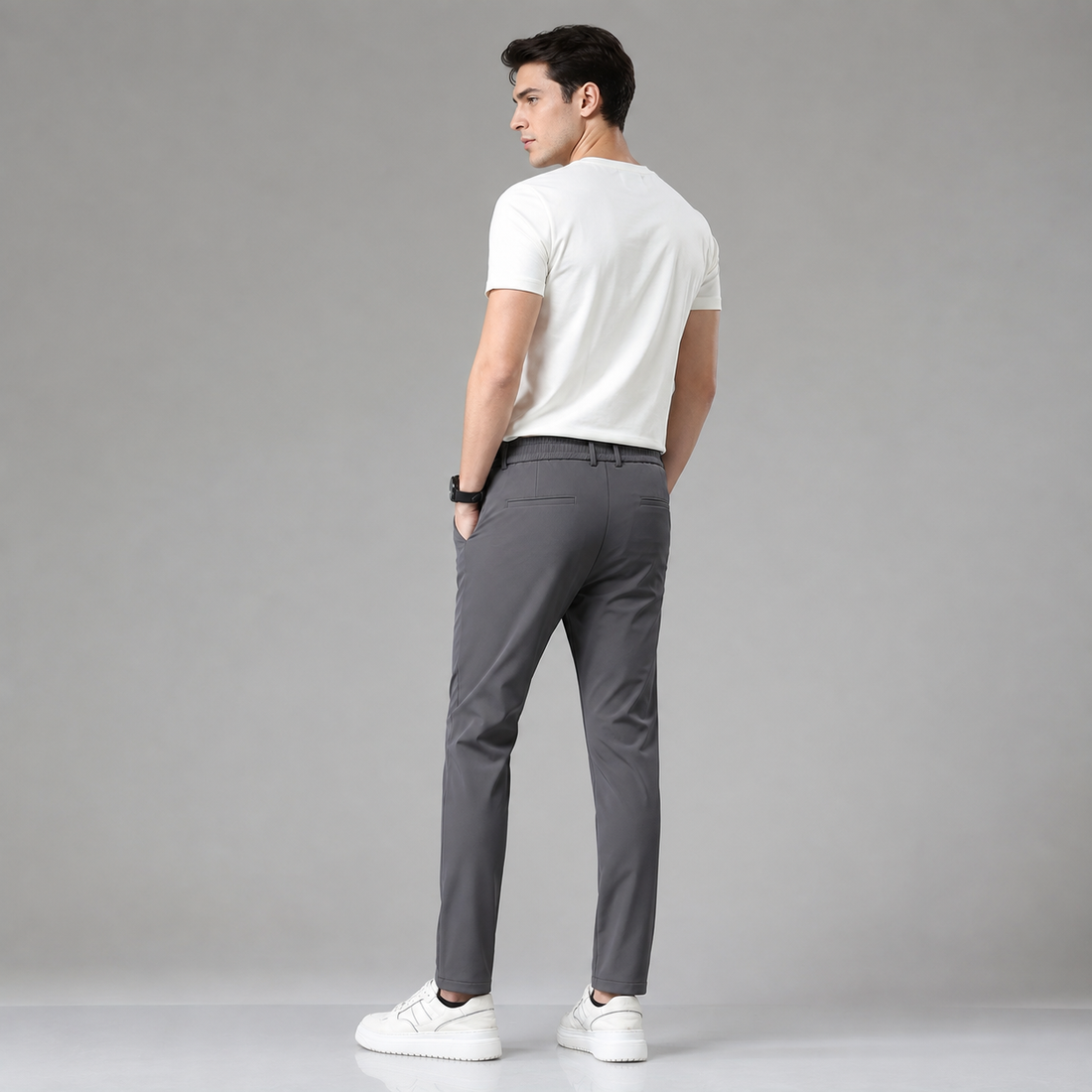 Montarello Men's Slim Fit Stretch Trousers with Straight Leg