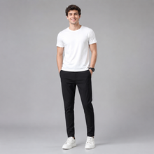 Montarello Men's Slim Fit Stretch Trousers with Straight Leg