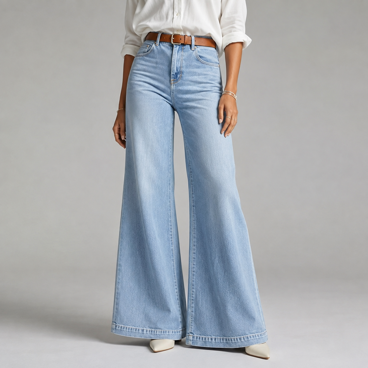 Montarello Women's Jeans Wide Leg Flared High Waist