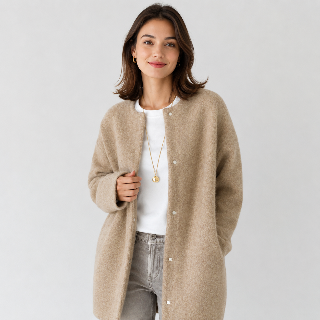 Montarello Women's Knit Cardigan with Open Front and Longline Fit