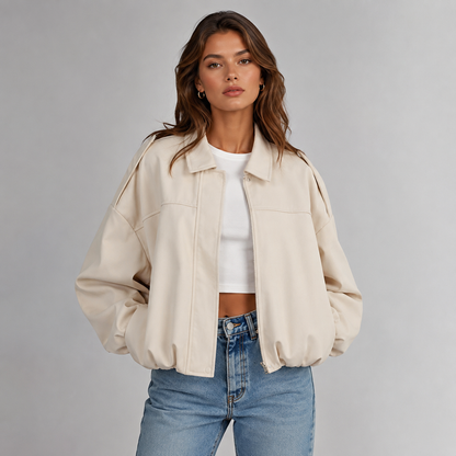 Montarello Women's Faux Suede Bomber Jacket with Collar