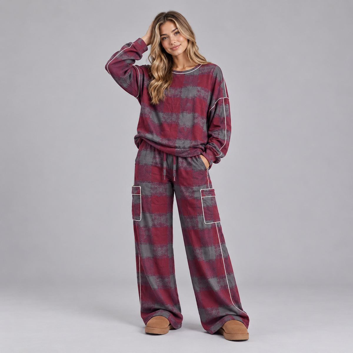 Montarello Women's Co-Ord Set Striped Oversized Sweatshirt