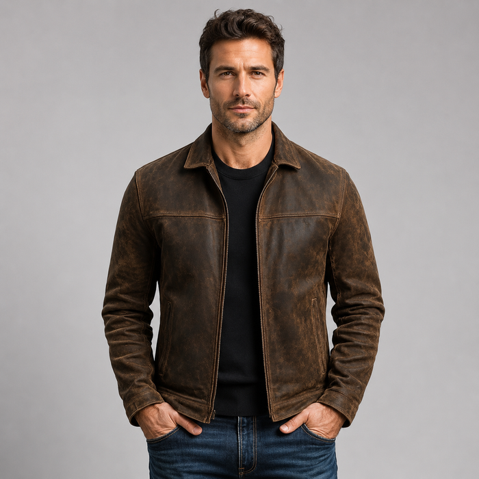 Montarello Men's Jacket Leather-Look Zip Up