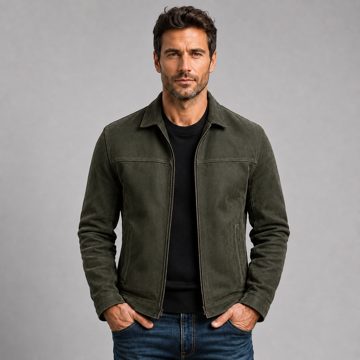 Montarello Men's Jacket Leather-Look Zip Up