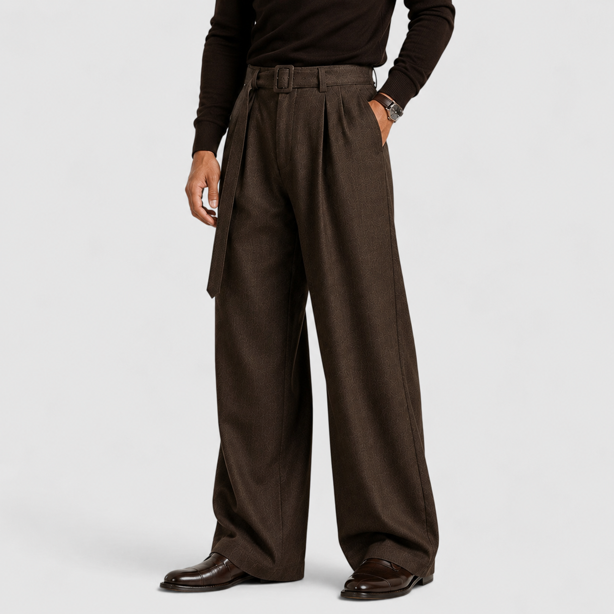 Montarello Men's Trousers Straight Leg Pleated Tailored
