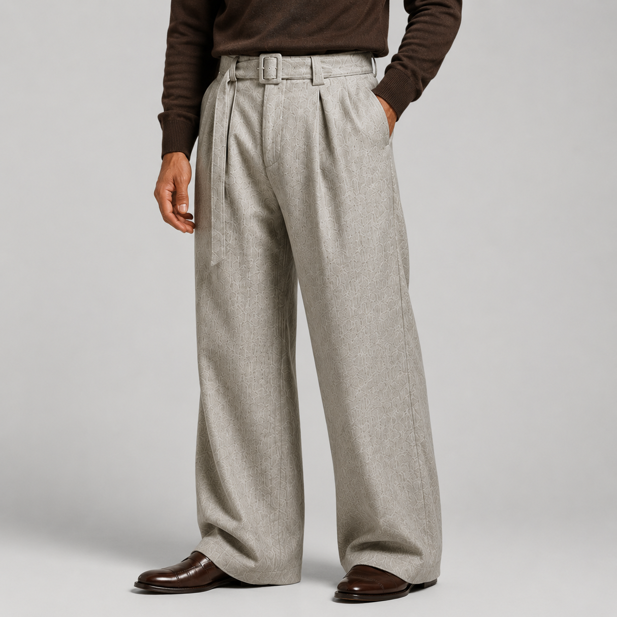 Montarello Men's Trousers Straight Leg Pleated Tailored
