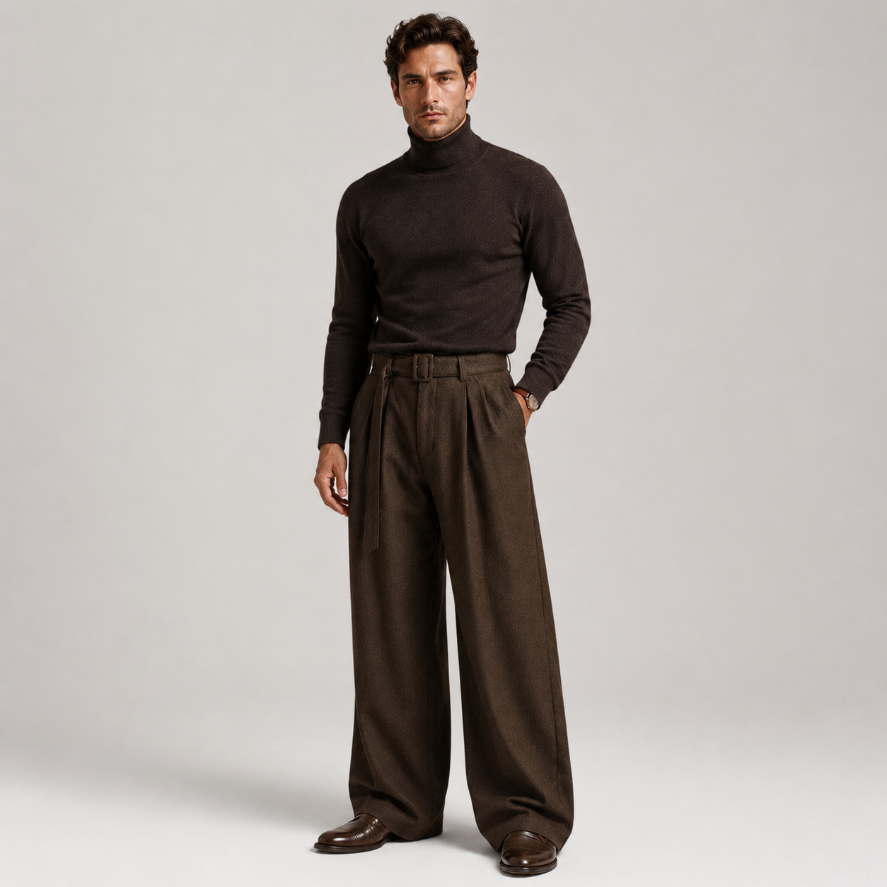 Montarello Men's Trousers Straight Leg Pleated Tailored