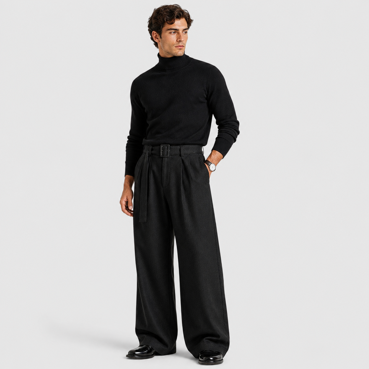 Montarello Men's Trousers Straight Leg Pleated Tailored