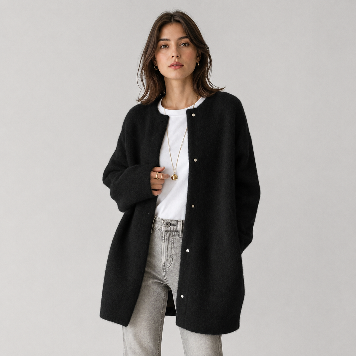 Montarello Women's Knit Cardigan with Open Front and Longline Fit