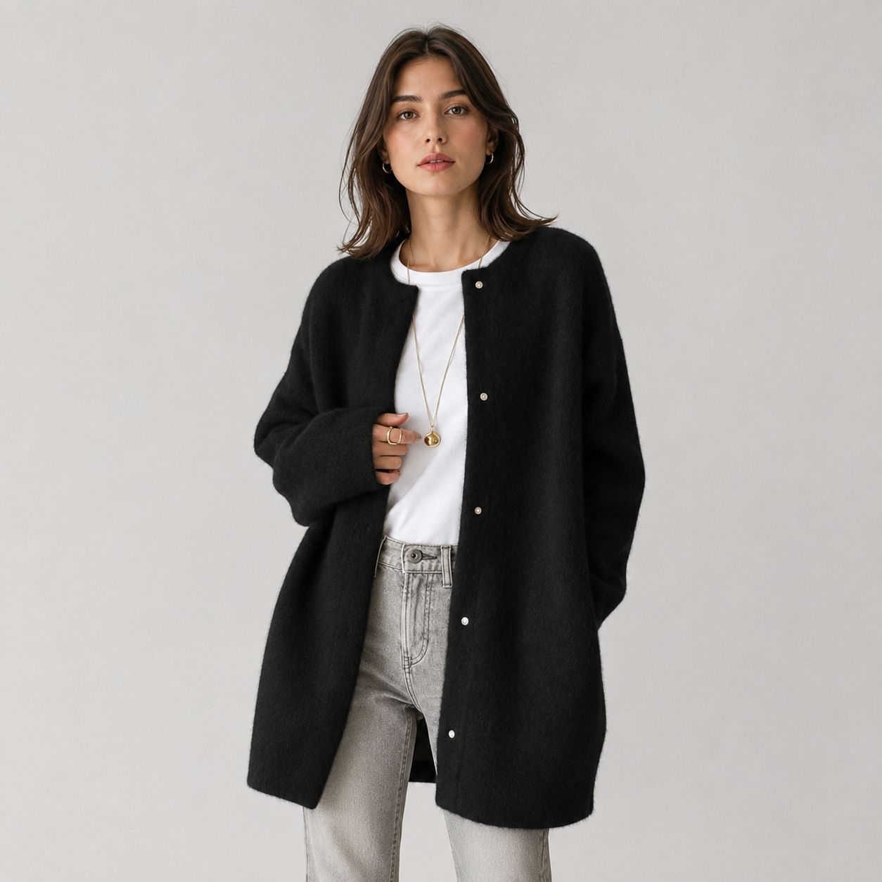 Montarello Women's Knit Cardigan with Open Front and Longline Fit