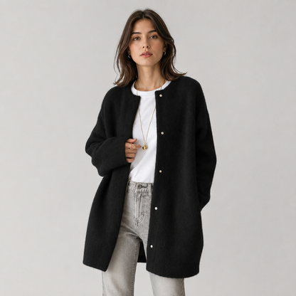 Montarello Women's Knit Cardigan with Open Front and Longline Fit