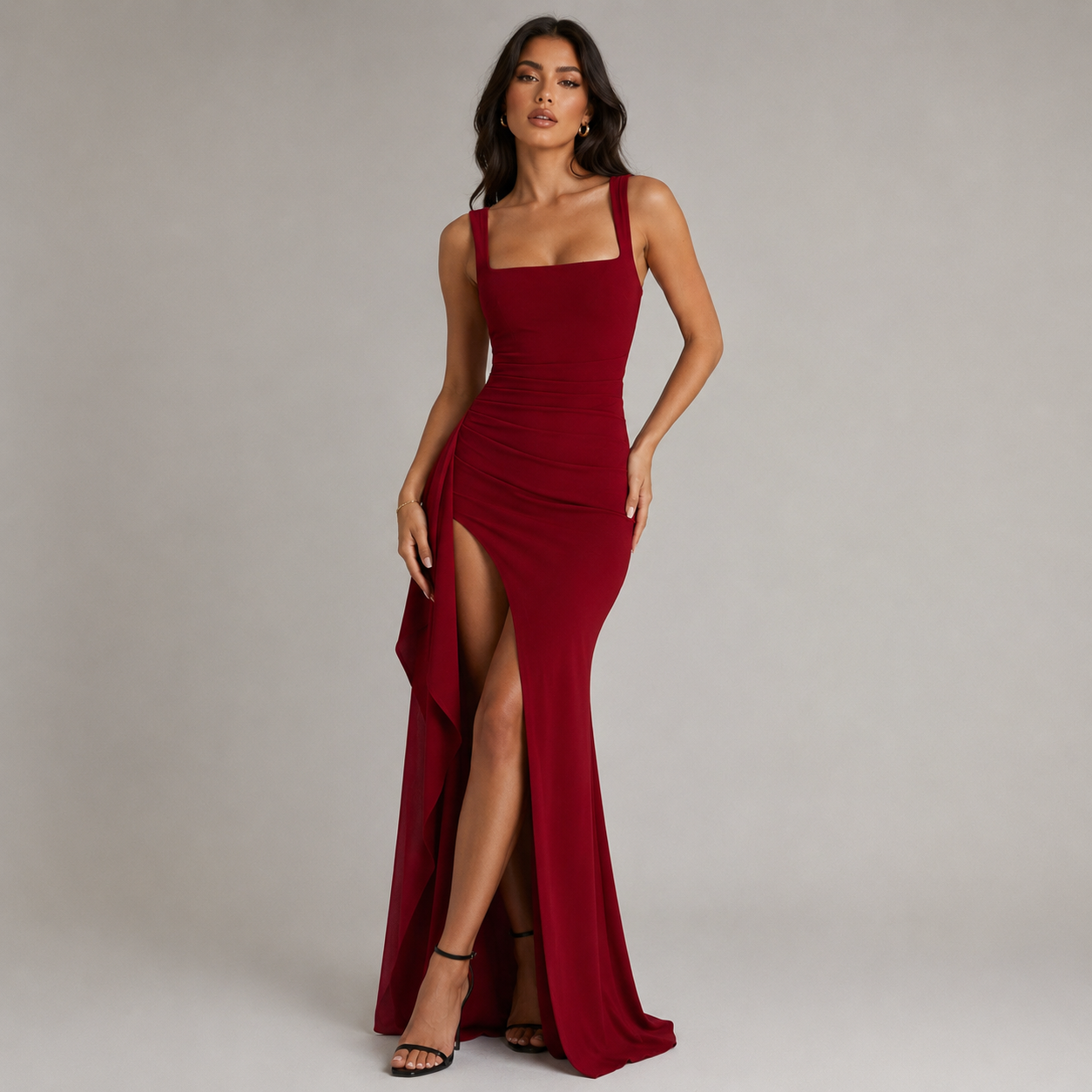 Montarello Women's Bodycon Slip Maxi Dress with Open Back and Side Split
