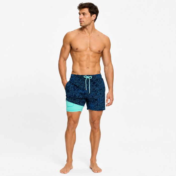 Montarello Men's Compression-Lined Quick-Dry Summer Swim Shorts