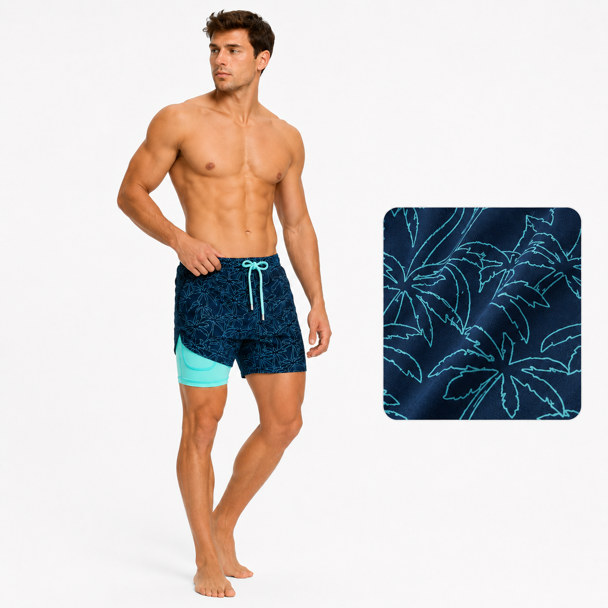 Montarello Men's Compression-Lined Quick-Dry Summer Swim Shorts