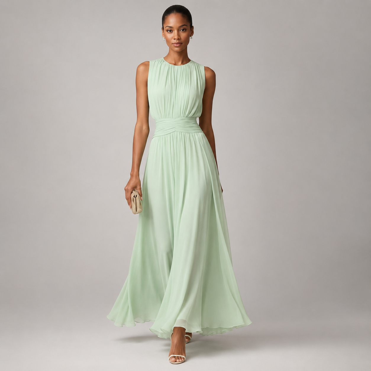 Montarello Women's Chiffon Sleeveless Maxi Dress A-Line