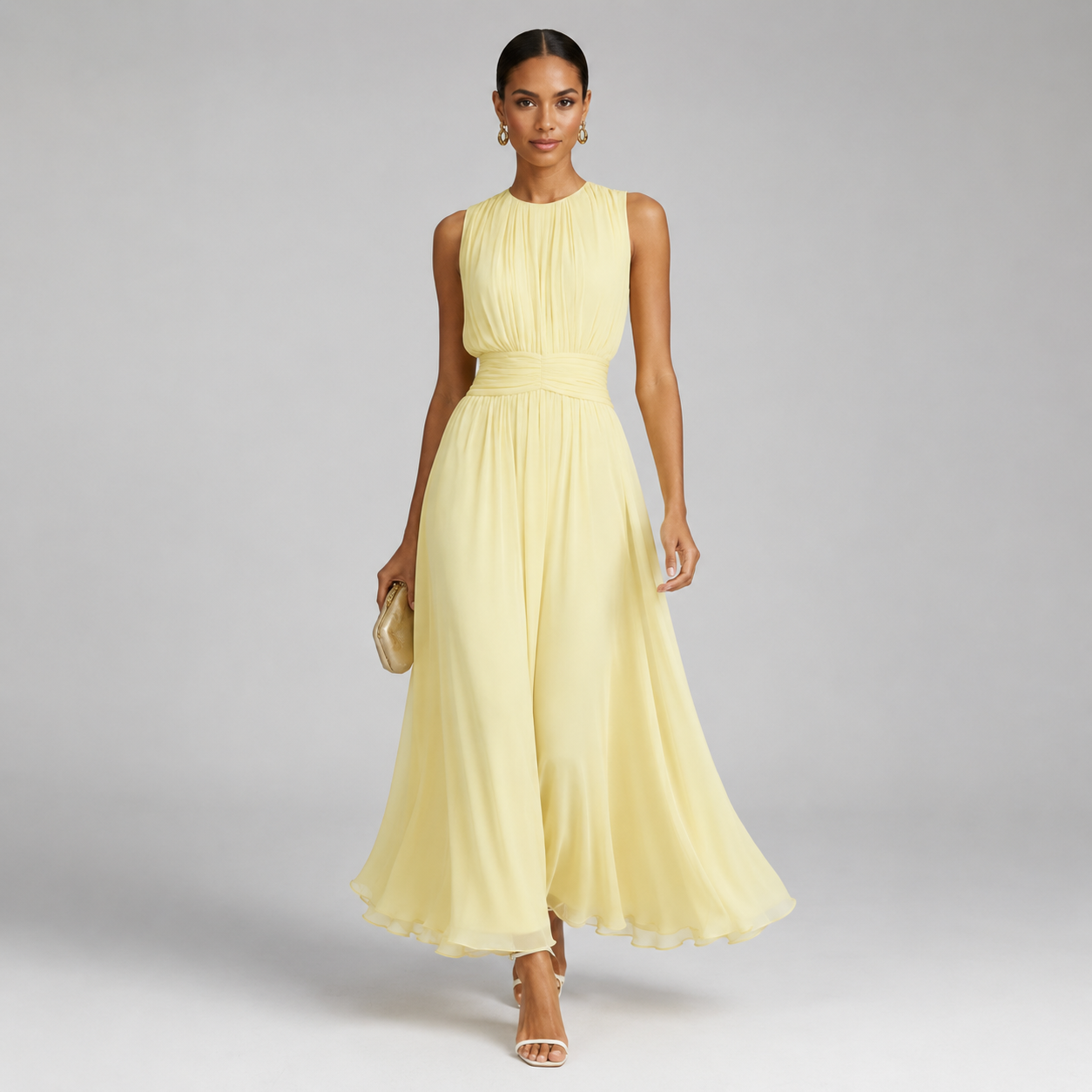 Montarello Women's Chiffon Sleeveless Maxi Dress A-Line