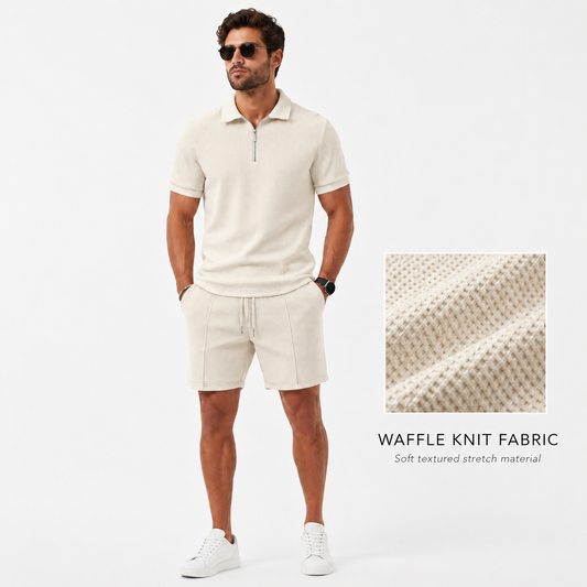 Montarello Zip Polo Men's 2-Piece Shirt & Shorts Set