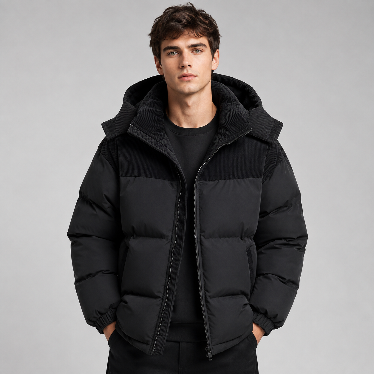 Montarello Men's Puffer Jacket Oversized Hooded Padded