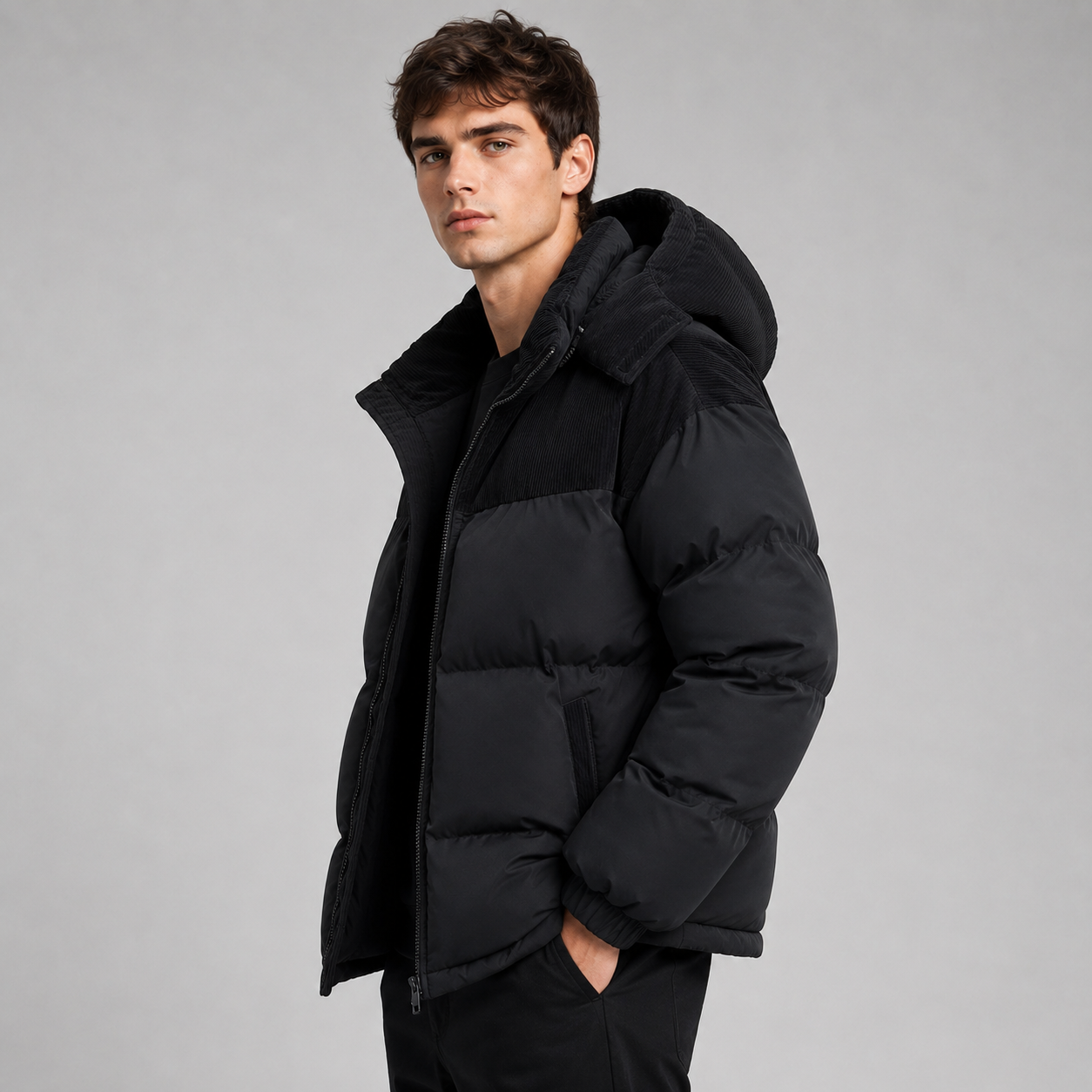 Montarello Men's Puffer Jacket Oversized Hooded Padded