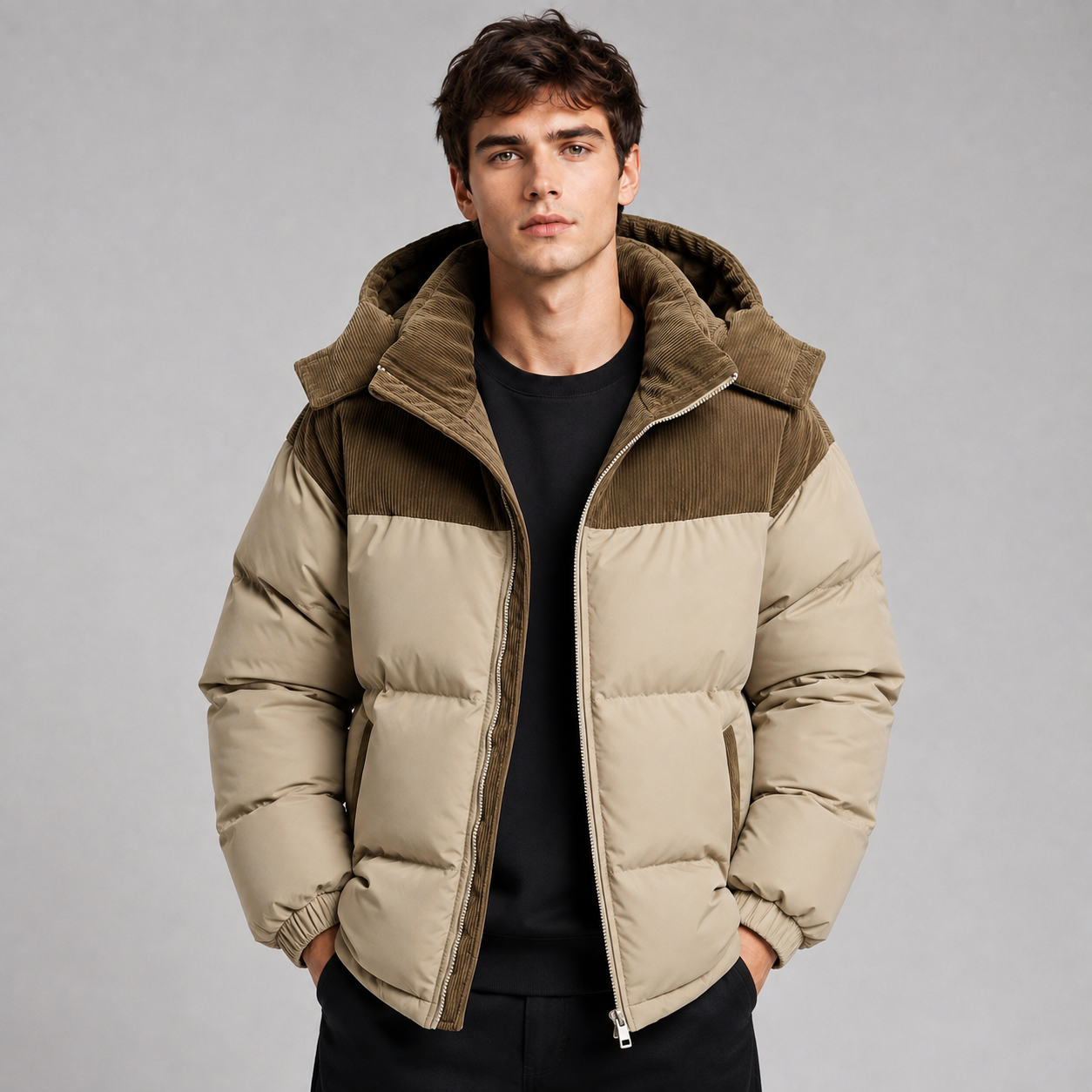 Montarello Men's Puffer Jacket Oversized Hooded Padded