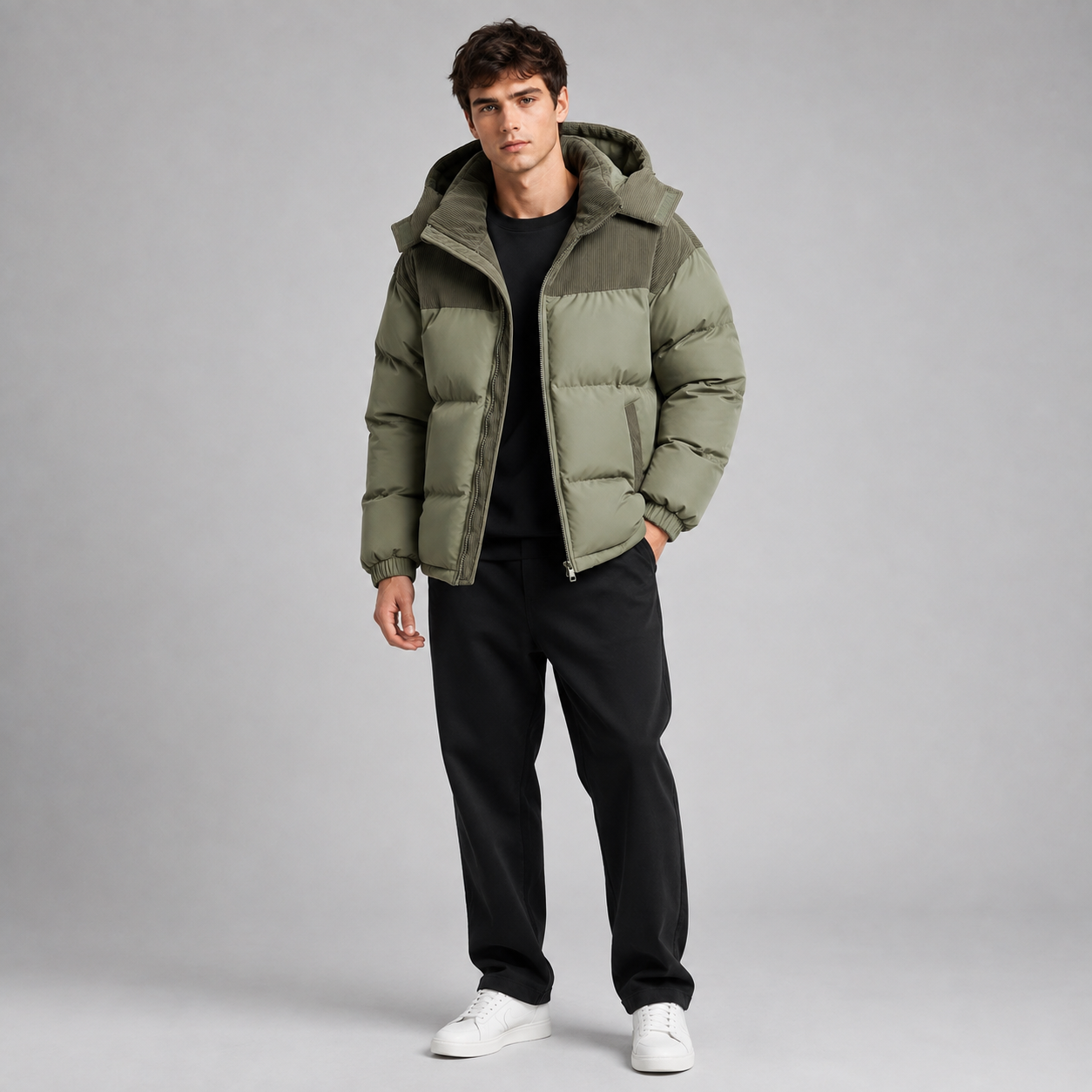 Montarello Men's Puffer Jacket Oversized Hooded Padded