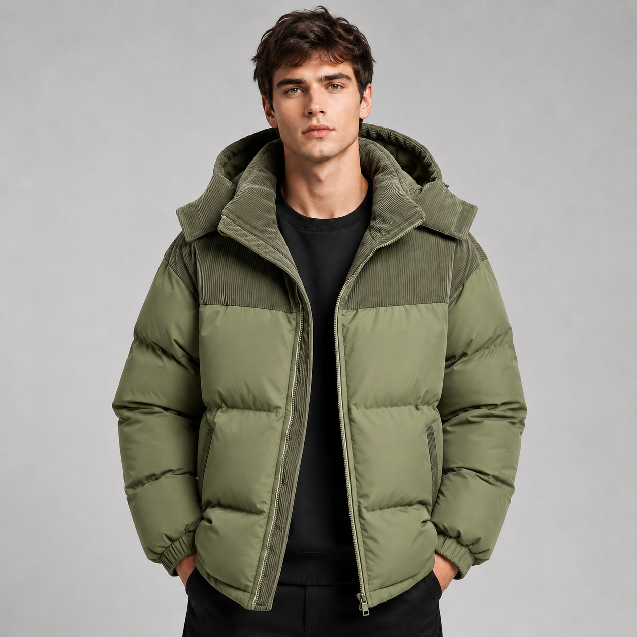 Montarello Men's Puffer Jacket Oversized Hooded Padded