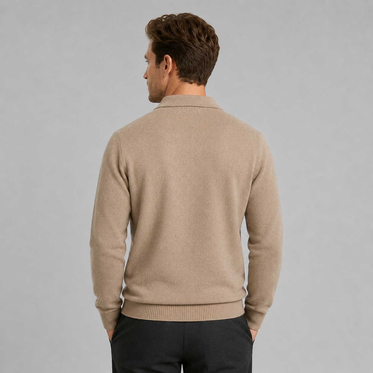 Montarello Men's Polo Jumper Knitted Textured Relaxed Fit