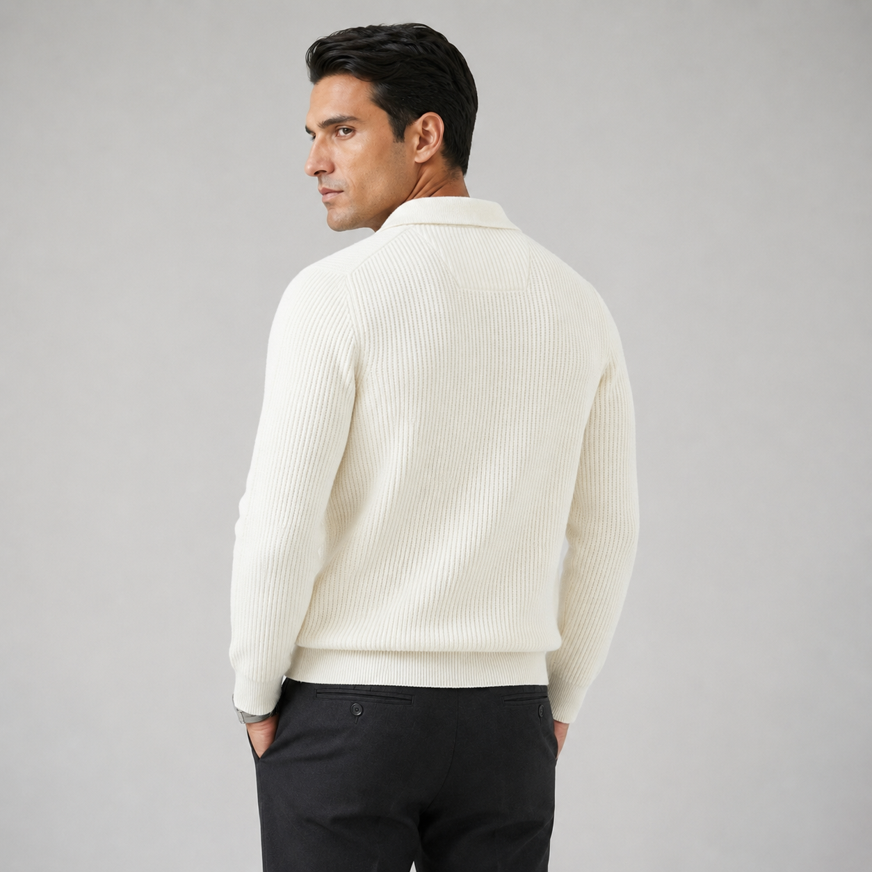 Montarello Men's Quarter Zip Jumper Waffle Knit