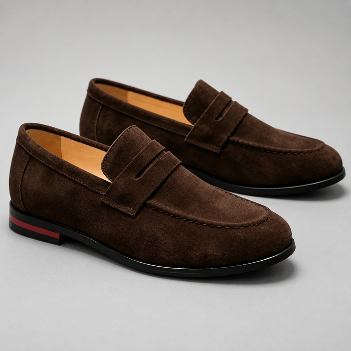 Montarello Men's Suede-Look Penny Loafers