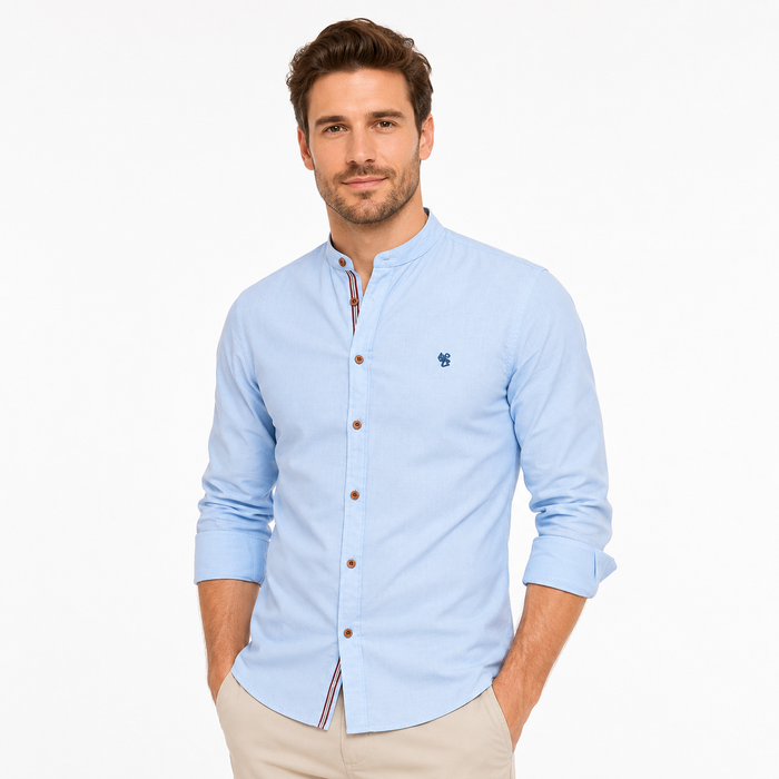 Montarello Men's Collarless Long-Sleeve Shirt