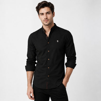 Montarello Men's Collarless Long-Sleeve Shirt